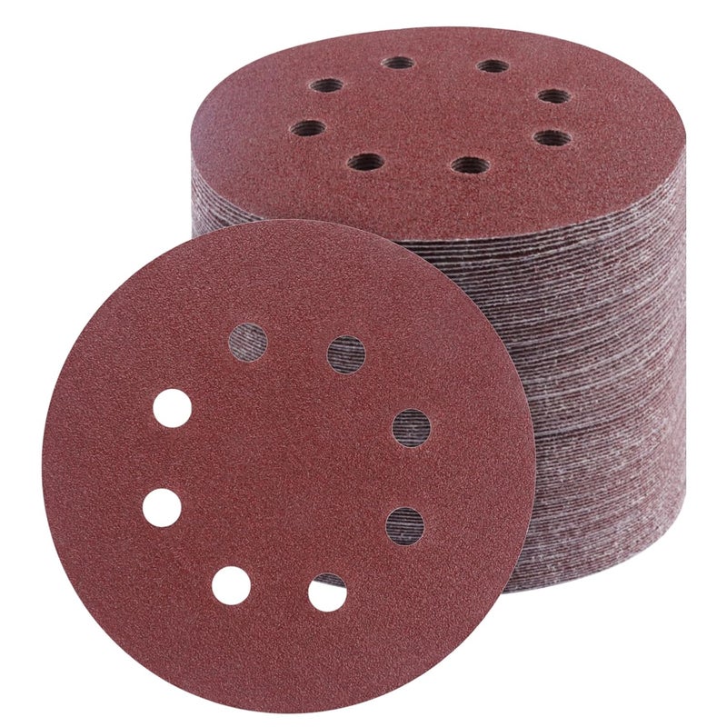 Vesagrin 50 PCS 5 Inch Sanding Discs 80Grit, Round Hook and Loop Sandpaper for Random Orbital Sander - Image 1